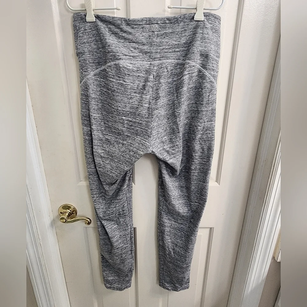 PINK Victoria's Secret Heathered Gray Leggings High Waisted Crossover Front XL